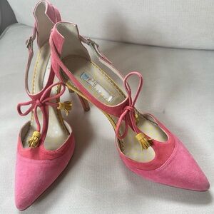 ✨BODEN New 💯 Leather Suede T Strap Heels Size EU39.5 (8.5-9)